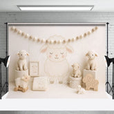 Aperturee - Aperturee Cartoon Lambs White Photography Cake Smash Backdrop